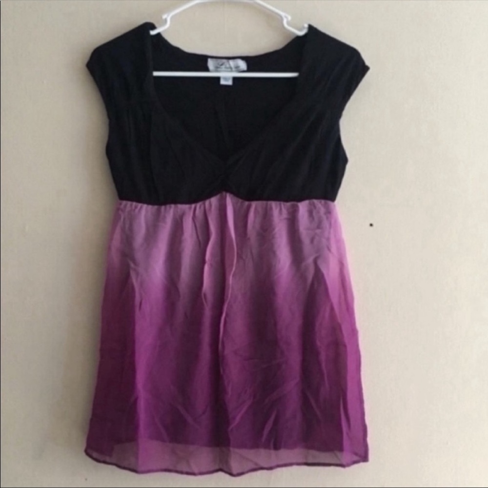 LOFT Purple Ombre Silk Shirt Top XS